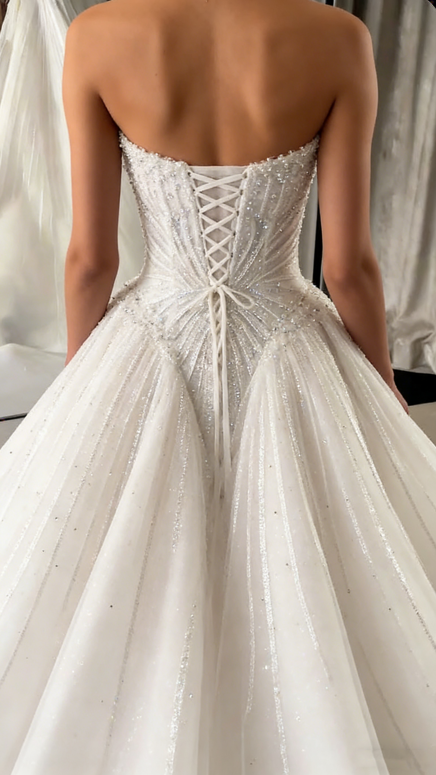 Robe de bal élégante sans bretelles, en tulle à sequins, longue robe de mariée, robe de mariée chic AB554