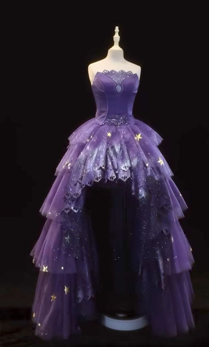 Luxuriöses, trägerloses Ballkleid in Traubenfarbe mit Spitze, Modell 2026, Abschlussballkleid, 16. Geburtstagskleid für Damen, formelles Abendkleid AB1207