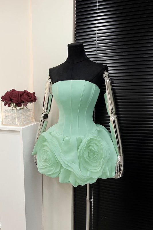 Cute Ball Gown Strapless Mint Green Short Night In Rio Inspo Hoco Dress Ideas Homecoming Dresses RB4072