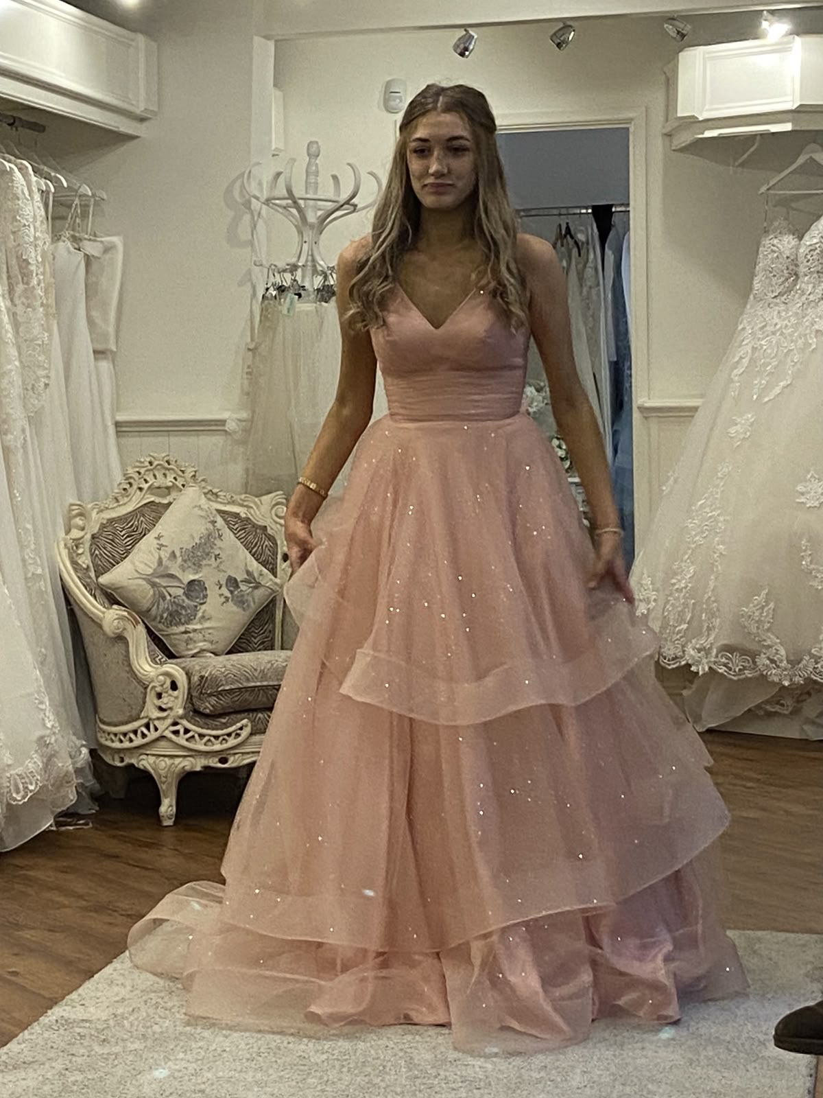 Robe de bal flatteuse à bretelles spaghetti en tulle rose, robe de soirée longue pour anniversaire, robe de soirée N445
