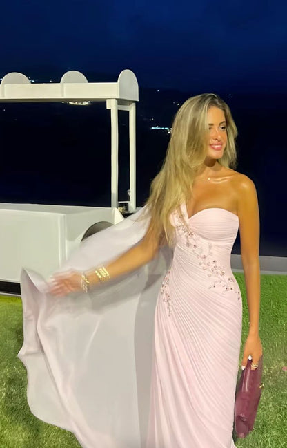 Sexy Meerjungfrauen-Abendkleid für Damen, ärmellos, Ballkleid, individuell gestaltet, einseitig schulterfrei, rückenfrei, Applikation AB921