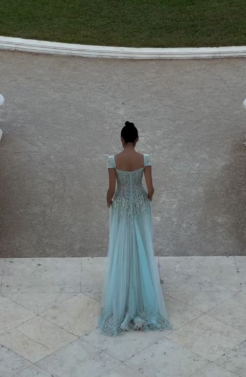 Fairy-tale A Line Exquisite Beaded Tulle Prom Dress Wedding Guest Dress Dinner Outfits Party Gowns AB2198