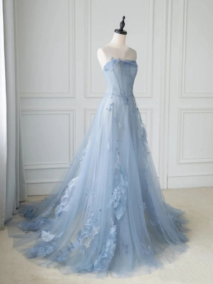 Ball Gowns Prom Dress Women Light Sky Blue Tulle Long Formal Dance Evening Party Gowns AB1720