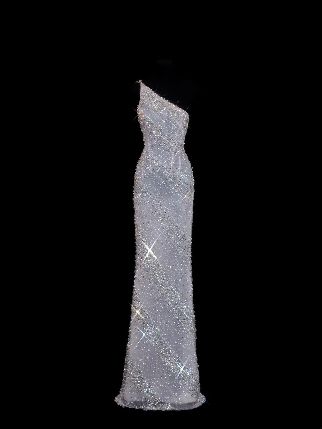 Robe de bal longue blanche à paillettes scintillantes, asymétrique, fourreau, inspiration robe de soirée formelle N146