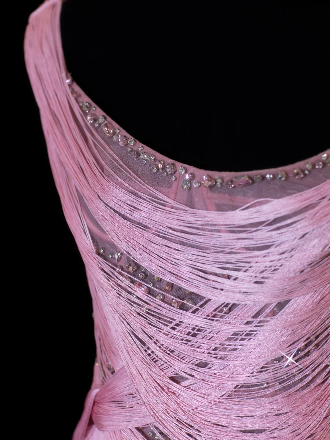 Robes de Bal Élégantes Fourreau Asymétrique Rose Avec Gland sans Manches Tenues de Soirée Formelles N3788
