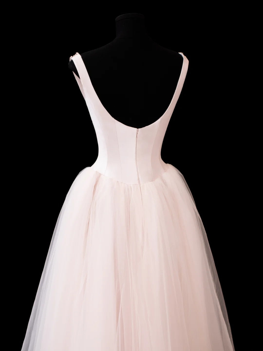 Ballkleid mit eckigem Ausschnitt, rosa Tüll mit Perlenstickerei, Ballkleider, formelle Outfits RB3935