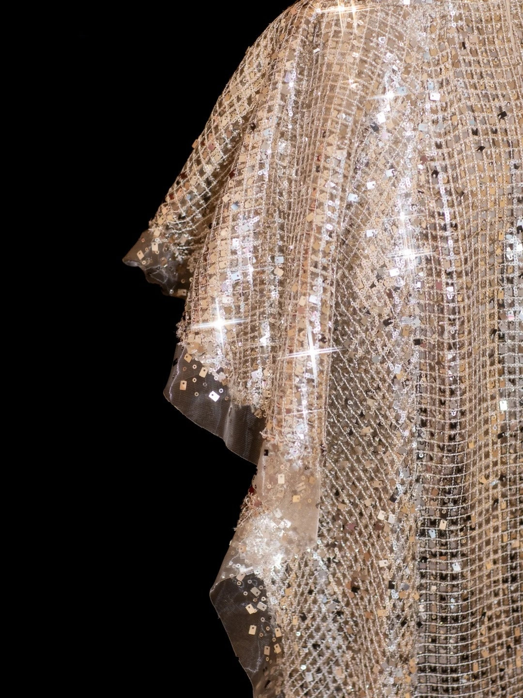 Robe de bal longue sirène à sequins scintillants et bretelles spaghetti couleur champagne - Inspiration robe de soirée formelle N144