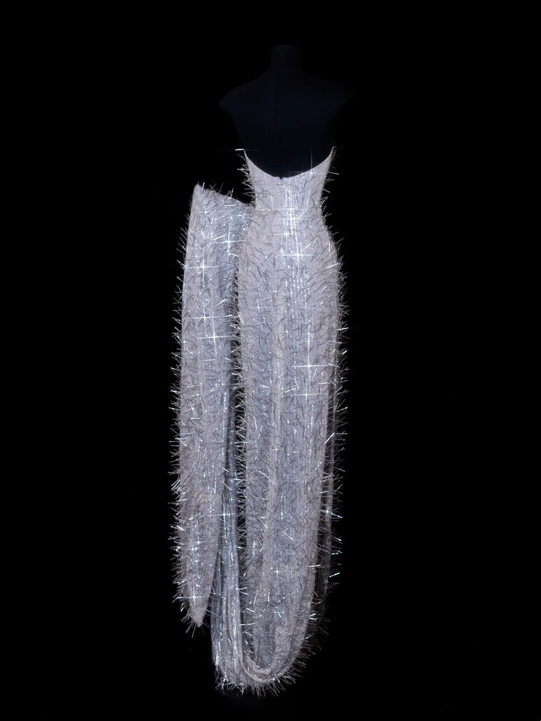 Robes de bal scintillantes Fourreau sans bretelles Argent Gris Paillettes Tenues de soirée Robe longue de cérémonie RB3257