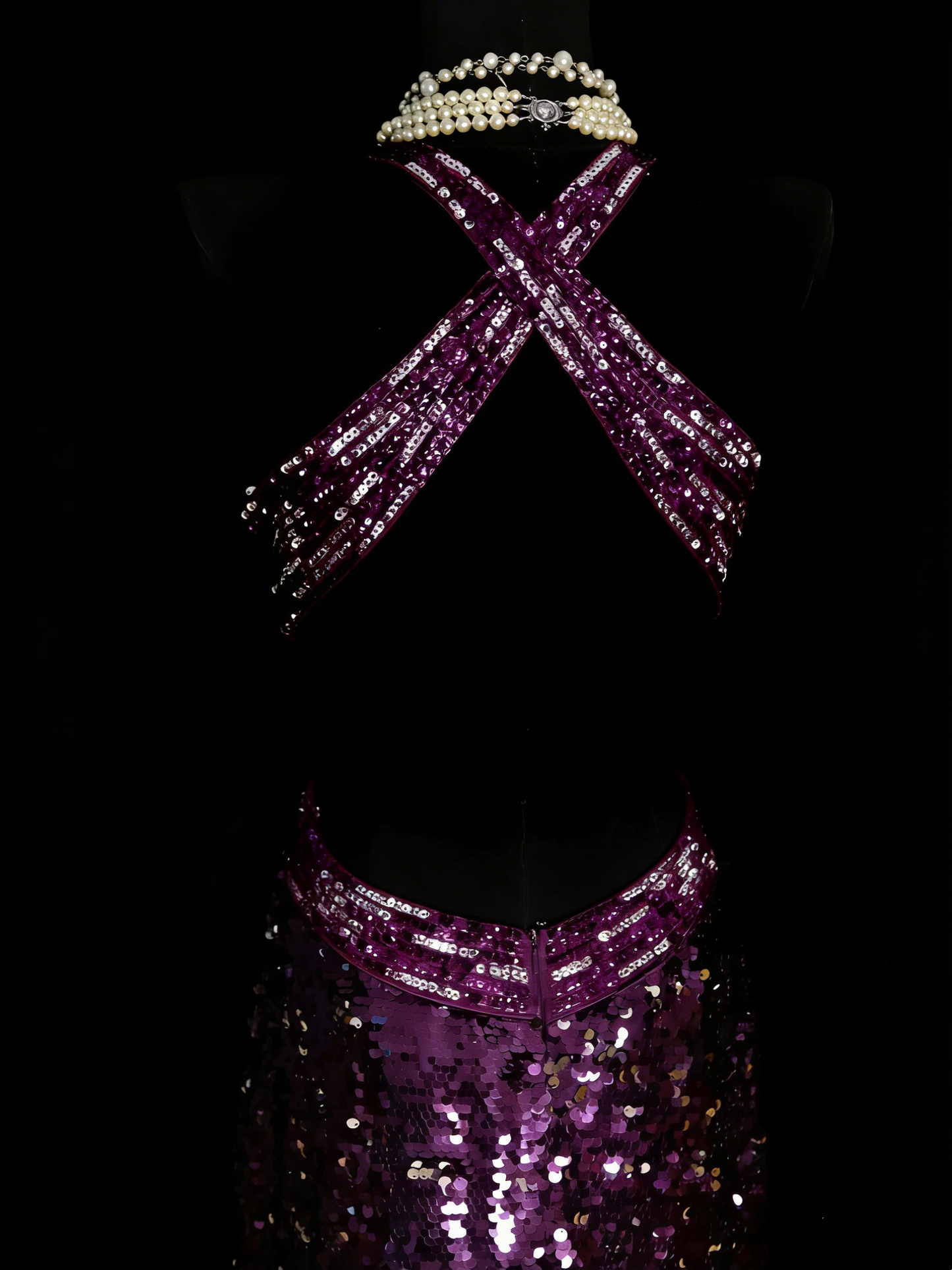 Vintage Prom Dresses Aesthetic 1960s Retro Grape Sequins Backless Mermaid Long Party Dress N2136