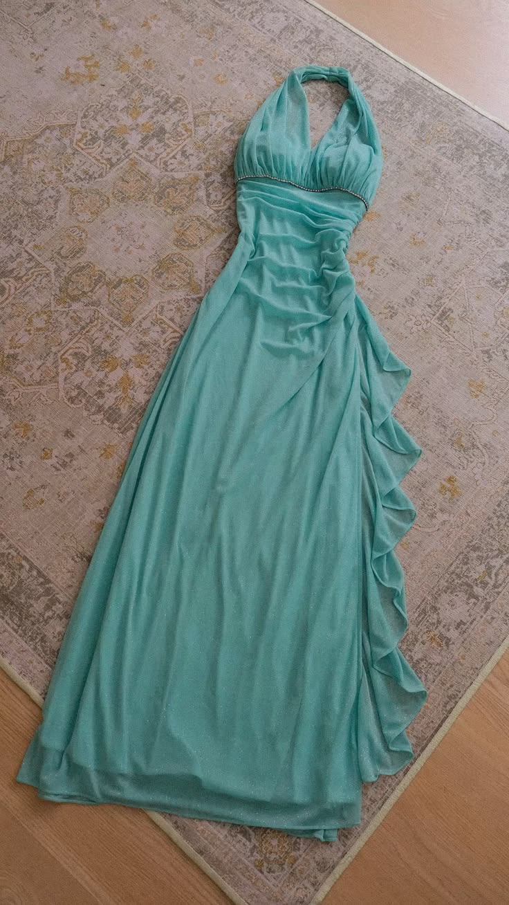 Retro A Line Halter Blue Chiffon Long Prom Dresses Impress 18th Birthday Outfits Prom Gown RB8936