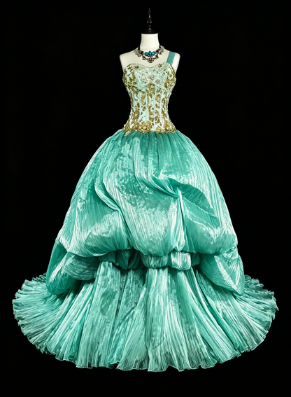 Robes de bal modestes Robe de soirée Mon Épaule Verte Longueur au sol Tenues de soirée formelles N3518