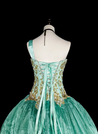Robes de bal modestes Robe de soirée Mon Épaule Verte Longueur au sol Tenues de soirée formelles N3518