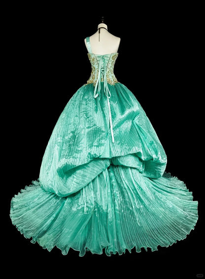 Robes de bal modestes Robe de soirée Mon Épaule Verte Longueur au sol Tenues de soirée formelles N3518