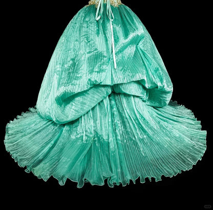 Robes de bal modestes Robe de soirée Mon Épaule Verte Longueur au sol Tenues de soirée formelles N3518