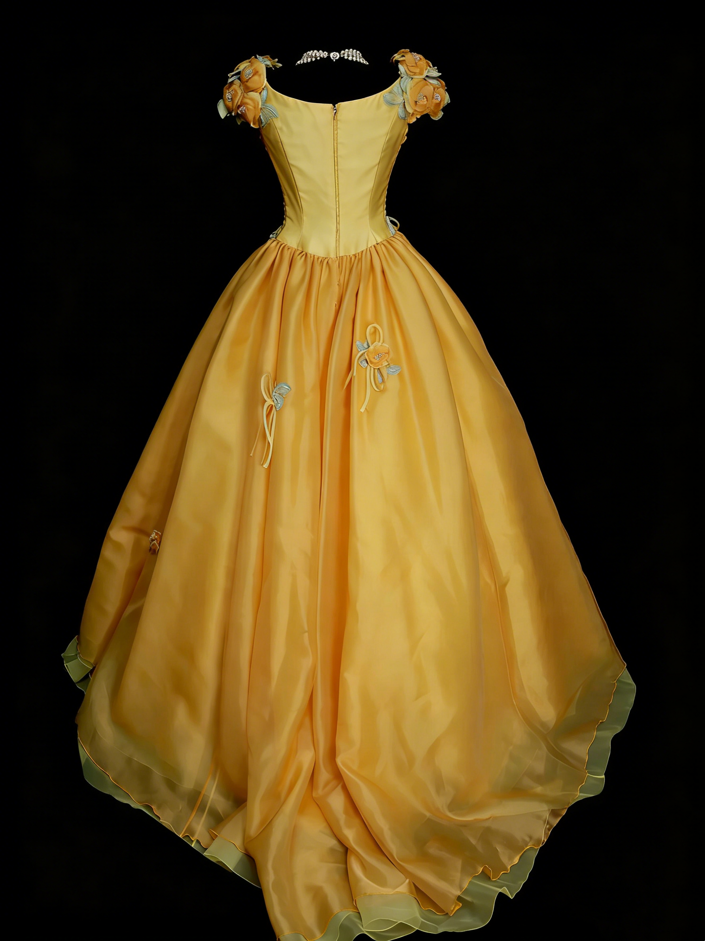 Robe de bal jaune mignonne pour Sweet 16, robe de quinceañera avec fleurs 3D, longue, taille 15, Vestidos De Fiesta N1313