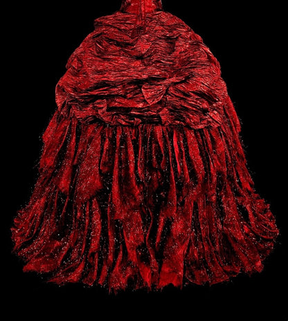 Robes de bal modestes en taffetas bordeaux avec encolure licou et volants, longue robe de quinceañera N3067