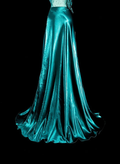 Robes de bal vintage, esthétique rétro années 1950, élégantes, coupe trapèze, vert foncé, longues, inspiration robes de soirée N1992