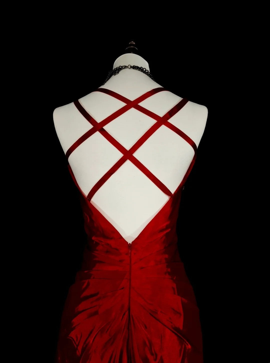 Vintage Ballkleider Ästhetik 1950er Jahre Retro Meerjungfrau Dunkelrot Rückenloses Langes Partykleid N2023
