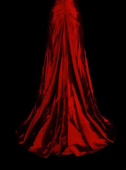 Vintage Ballkleider Ästhetik 1950er Jahre Retro Meerjungfrau Dunkelrot Rückenloses Langes Partykleid N2023
