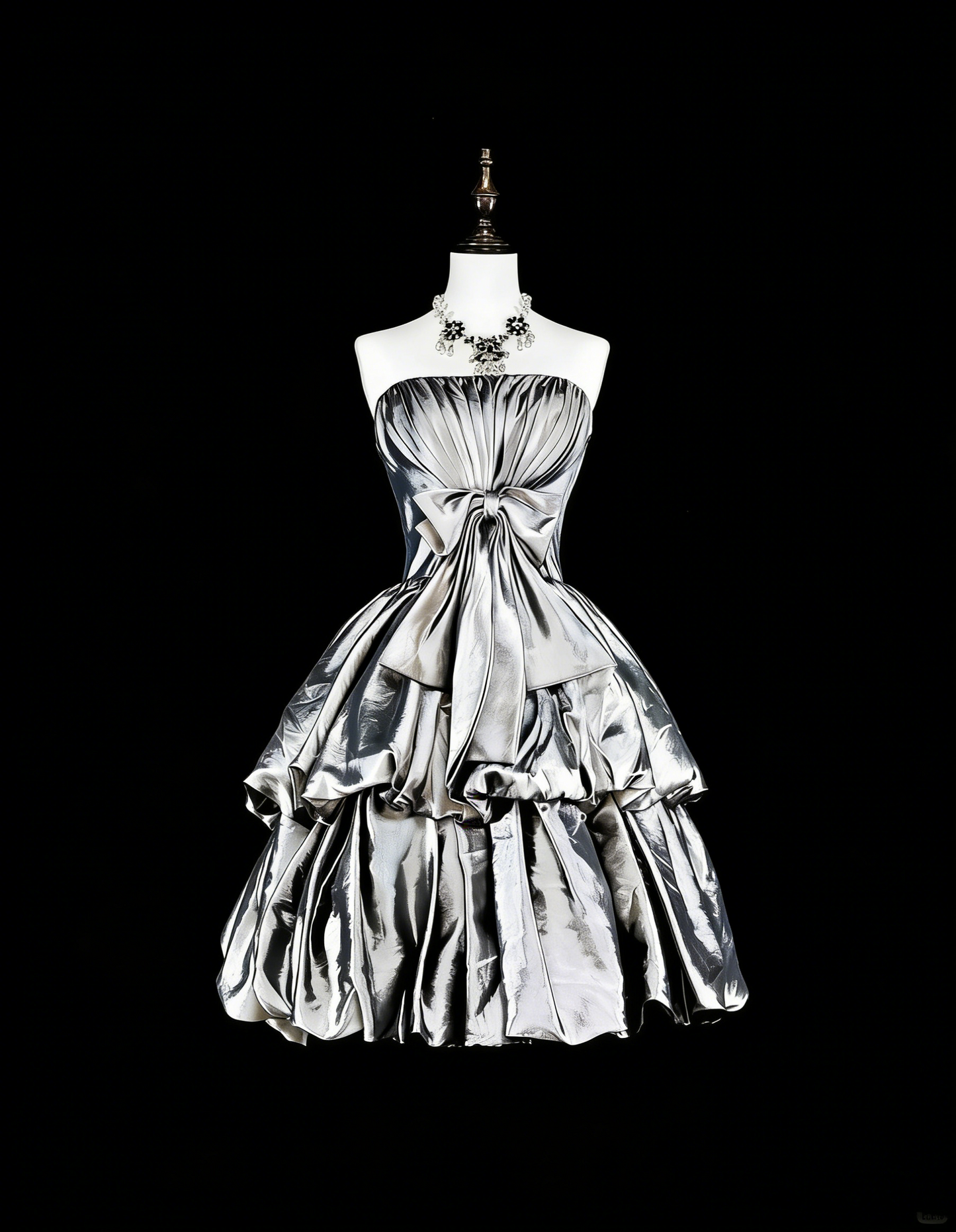 Robe de bal vintage bustier en taffetas gris argenté, courte, inspiration années 2000, robes de bal de promo, robe de soirée N1612