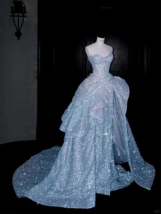 Gorgeous Ball Gown Sweetheart Sequin Prom Dress Long Evening Dress Sleeveless Graduation Dress N1633