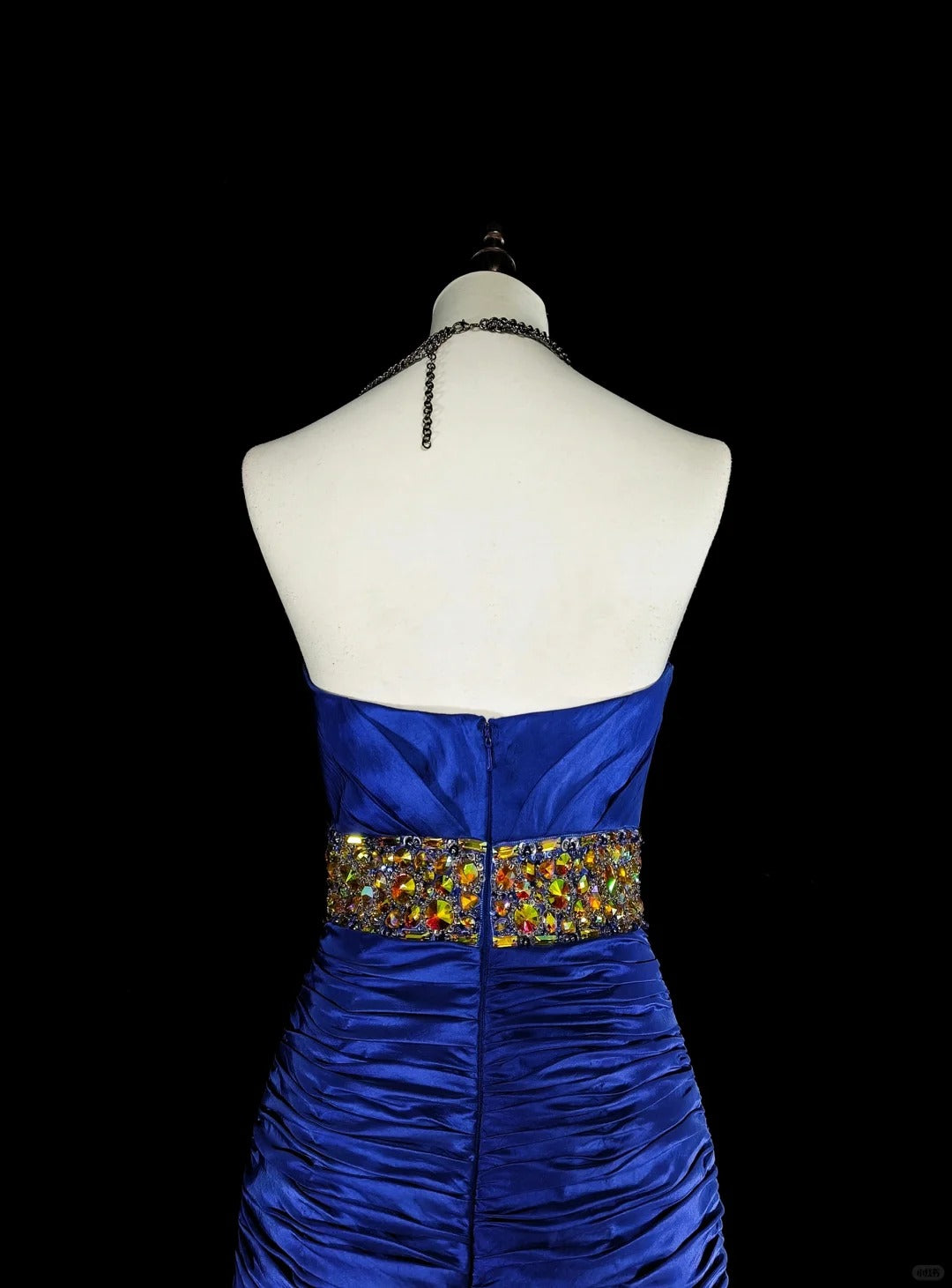 Robes de bal vintage Sirène Cœur Bleu Royal Haut Bas Avec Perles Longue Robe de Soirée N2370