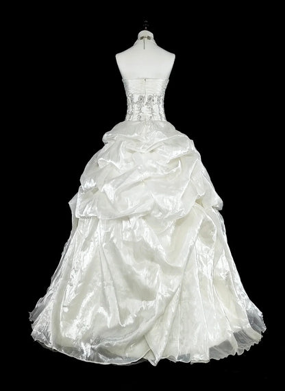 Robes de mariée romantiques Robe de bal bustier cœur ivoire avec cristaux perlés Longue robe de mariée N3412