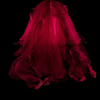 Robe de bal élégante à fines bretelles en tulle bordeaux, inspiration robe de bal longue pour Sweet 16 N1826