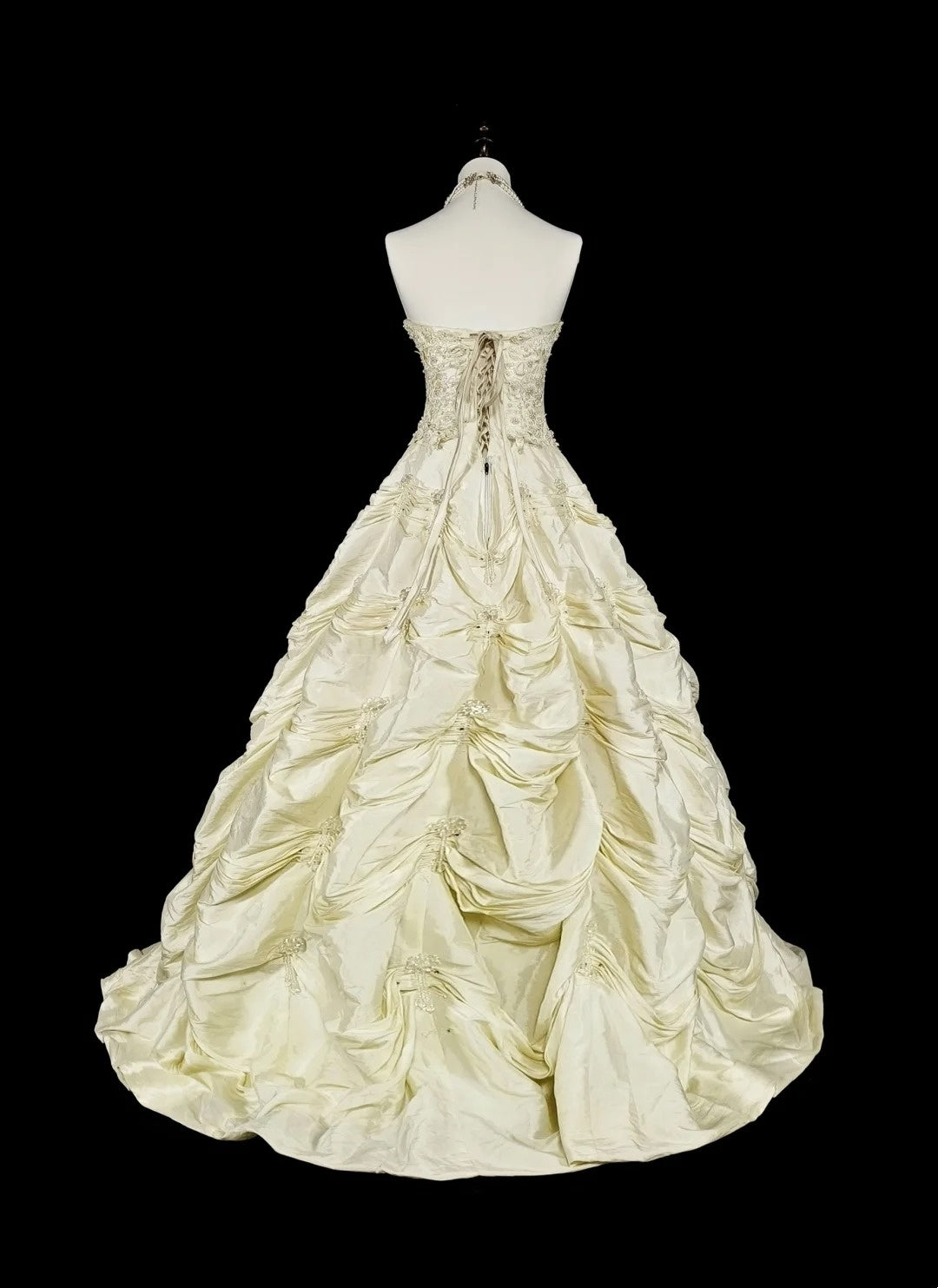 Robe de mariée vintage années 80, robe de bal bustier en taffetas, robe longue cintrée, modèle N1465