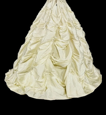 Robe de mariée vintage années 80, robe de bal bustier en taffetas, robe longue cintrée, modèle N1465