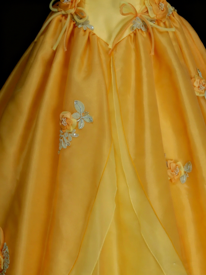 Robe de bal jaune mignonne pour Sweet 16, robe de quinceañera avec fleurs 3D, longue, taille 15, Vestidos De Fiesta N1313