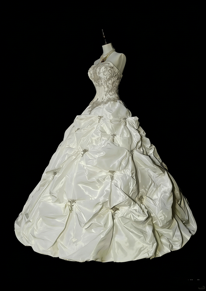 Robe de mariée vintage années 80, robe de bal bustier longue, robe de mariée cintrée N1594