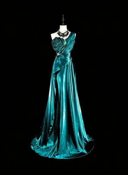 Robes de bal vintage, esthétique rétro années 1950, élégantes, coupe trapèze, vert foncé, longues, inspiration robes de soirée N1992