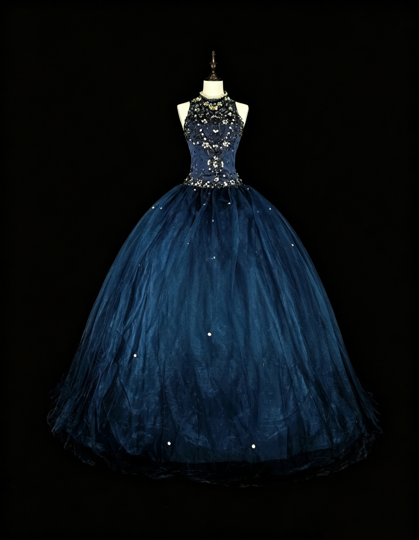 Robes de bal de promo modestes robe de soirée bleu marine tulle sans manches robe de 16 ans tenue de soirée formelle N3515