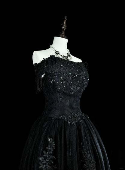 Robe de bal vintage esthétique pour le bal des années 70 Robe de soirée longue en tulle noir bustier N2152