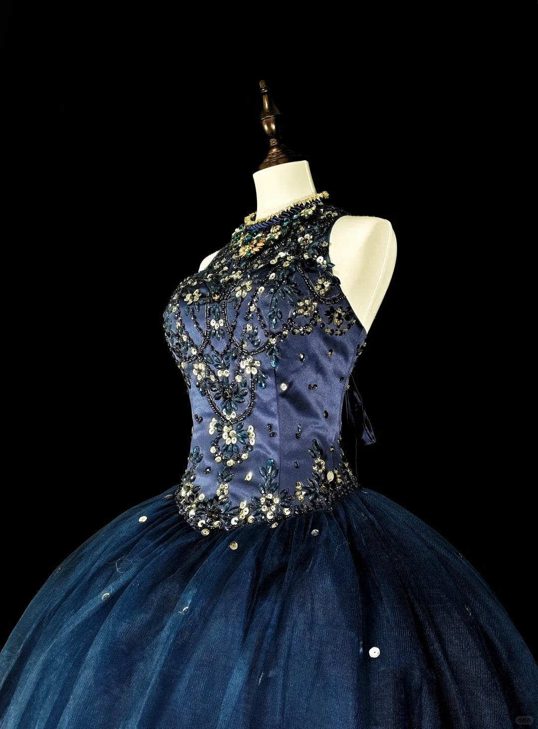 Robes de bal de promo modestes robe de soirée bleu marine tulle sans manches robe de 16 ans tenue de soirée formelle N3515
