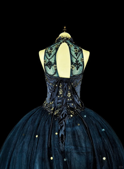 Robes de bal de promo modestes robe de soirée bleu marine tulle sans manches robe de 16 ans tenue de soirée formelle N3515