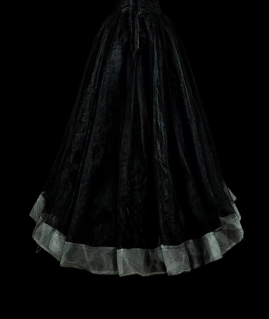 Robe de bal vintage esthétique pour le bal des années 70 Robe de soirée longue en tulle noir bustier N2152