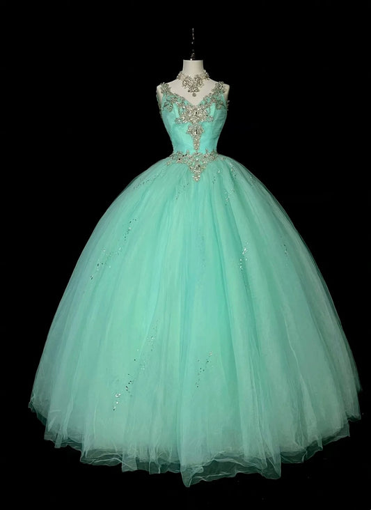 Vintage Ball Gown Sweetheart Mint Green Tulle Sweet 16 Dresses Quinceanera Dress Long 15 Vestidos De Fiesta N1468