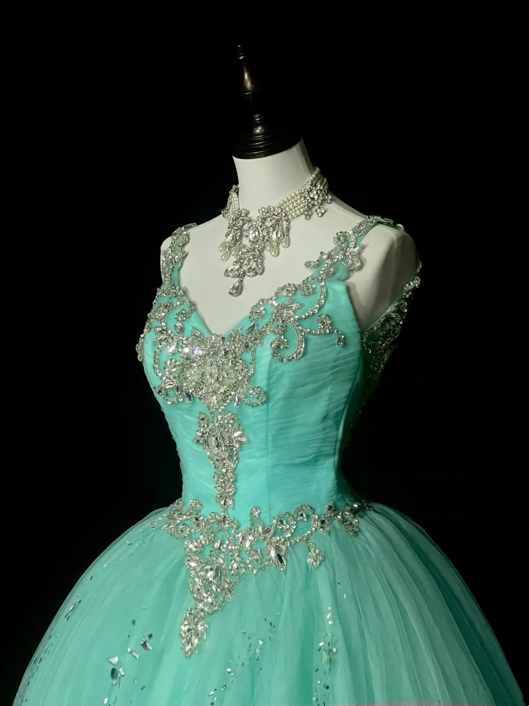 Robe de bal vintage bustier cœur en tulle vert menthe, robe de quinceañera longue taille 15, Vestidos De Fiesta N1468