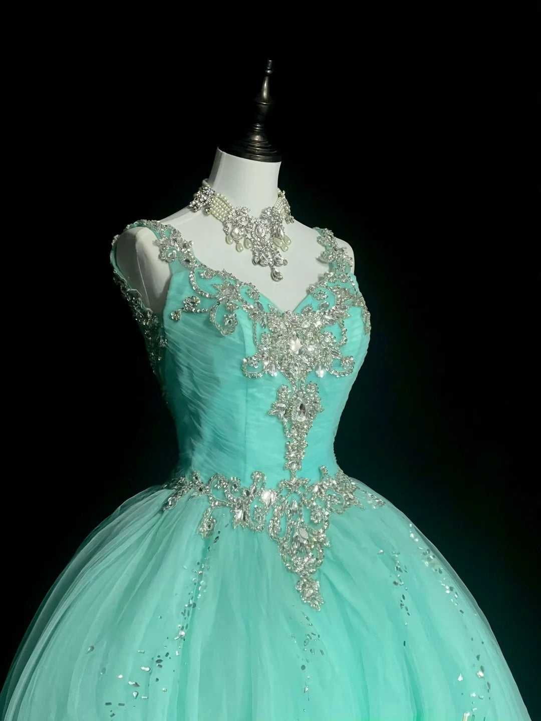 Robe de bal vintage bustier cœur en tulle vert menthe, robe de quinceañera longue taille 15, Vestidos De Fiesta N1468