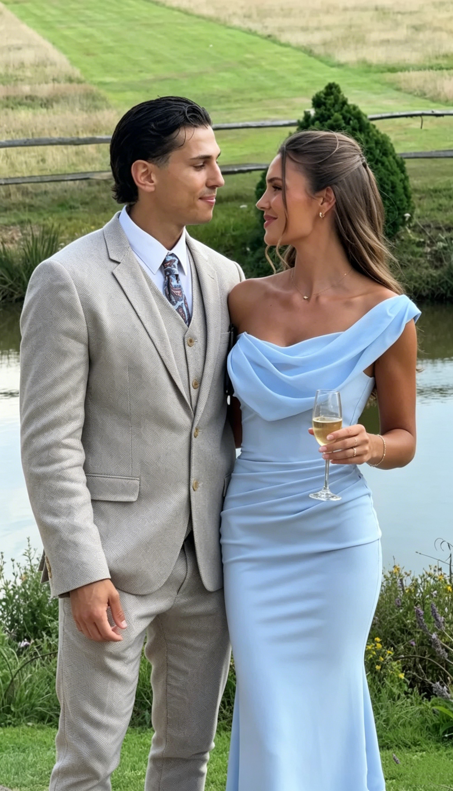 Sexy Mermaid One Shoulder Light Sky Blue Chiffon With Pleated Evening Spring Summer Beach Formal Wedding Guest Dresses N2558