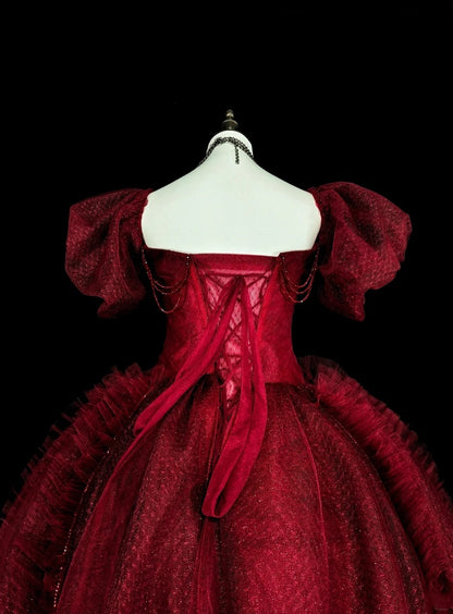 Robes de bal vintage pour le bal sans bretelles, tulle rouge bordeaux, années 2000, longue robe de soirée N2379