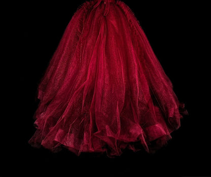 Robes de bal vintage pour le bal sans bretelles, tulle rouge bordeaux, années 2000, longue robe de soirée N2379