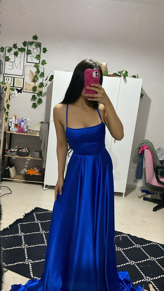 robes de bal longues simples, robe de bal bleu roi N2493