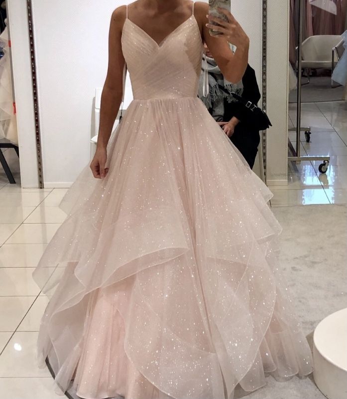 Classic Ball Gown Spaghetti Strap Pink Tulle Sleeveless With Ruffles Long Prom Dresses Senior Graduation Dance Evening Outfits N023