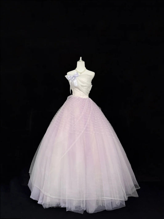 Sweet 16 Dresses Long Ball Gown Sweet Sixteen Long Birthday Dress Strapless Lilac Tulle Formal Gown RC0336