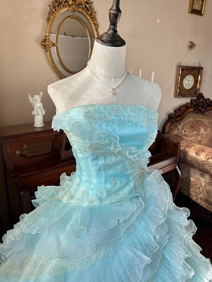 Robe de bal mignonne bustier bleu clair avec couches superposées robes de 16 ans longues 15 Vestidos De Fiesta N2268