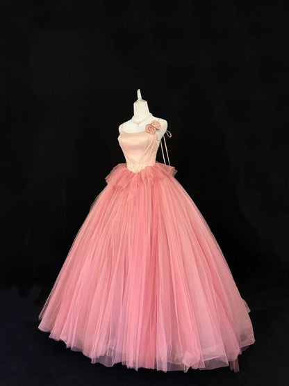 Sweet 16 Kleid langes Ballkleid Sweet Sixteen langes Geburtstagskleid Spaghettiträger Tüll Festliches Kleid RC0268