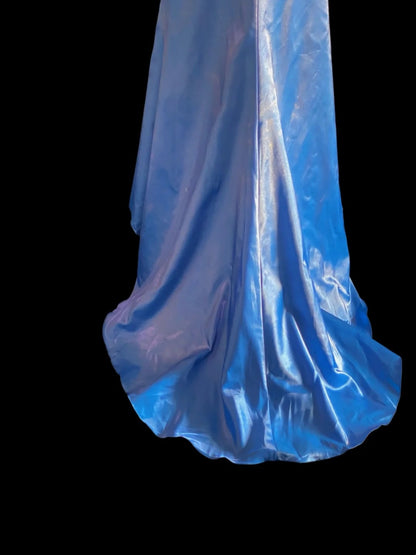 Glitzernde Meerjungfrauen-Neckholder Königlich Blau High-Low Lange Ballkleider Inspo Abend-Outfits RB4016